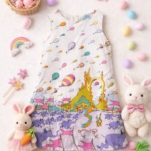 Dr Seuss Girls Dress 4T Colorful Balloon Print Whimsical Fun & Comfy Kids Outfit